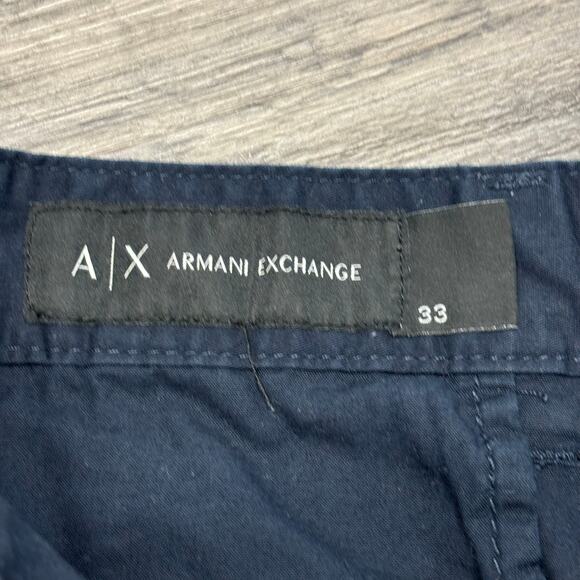 Armani Shorts Exchange Navy Blue Mens 33 Stretch Flat Front Casual Golf Chino - Picture 3 of 9